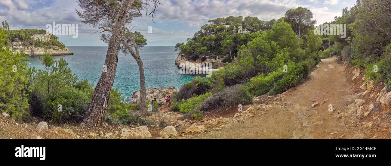 Coastal pathway to Cala Mitjana and Mitjaneta, Menorca, Spain Stock Photo