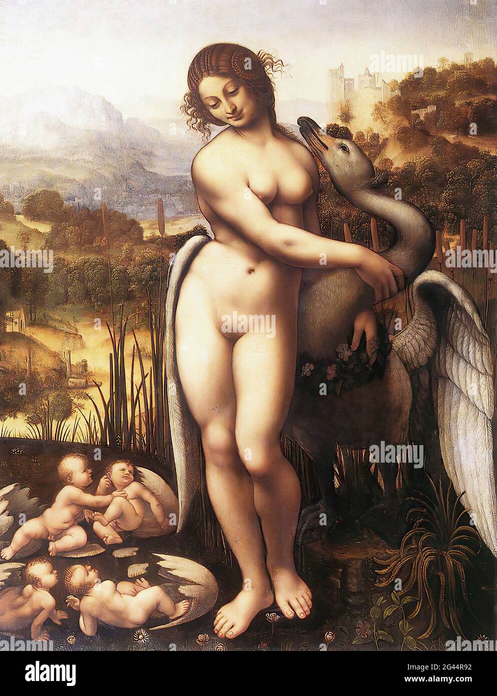 Leonardo Da Vinci -  Leda and Swan 1505 Stock Photo