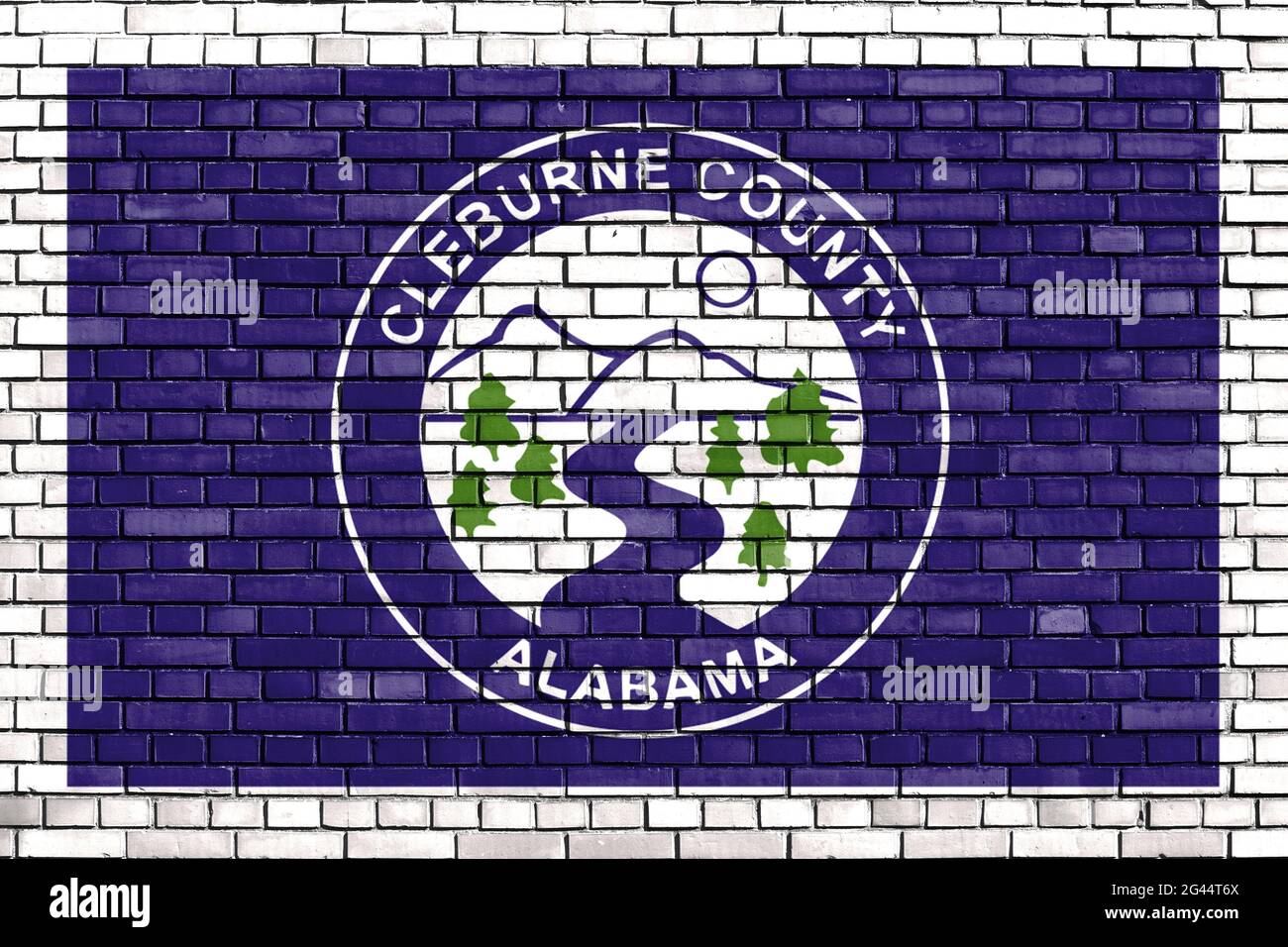 Flag of Cleburne County, Alabama painted on brick wall Stock Photo