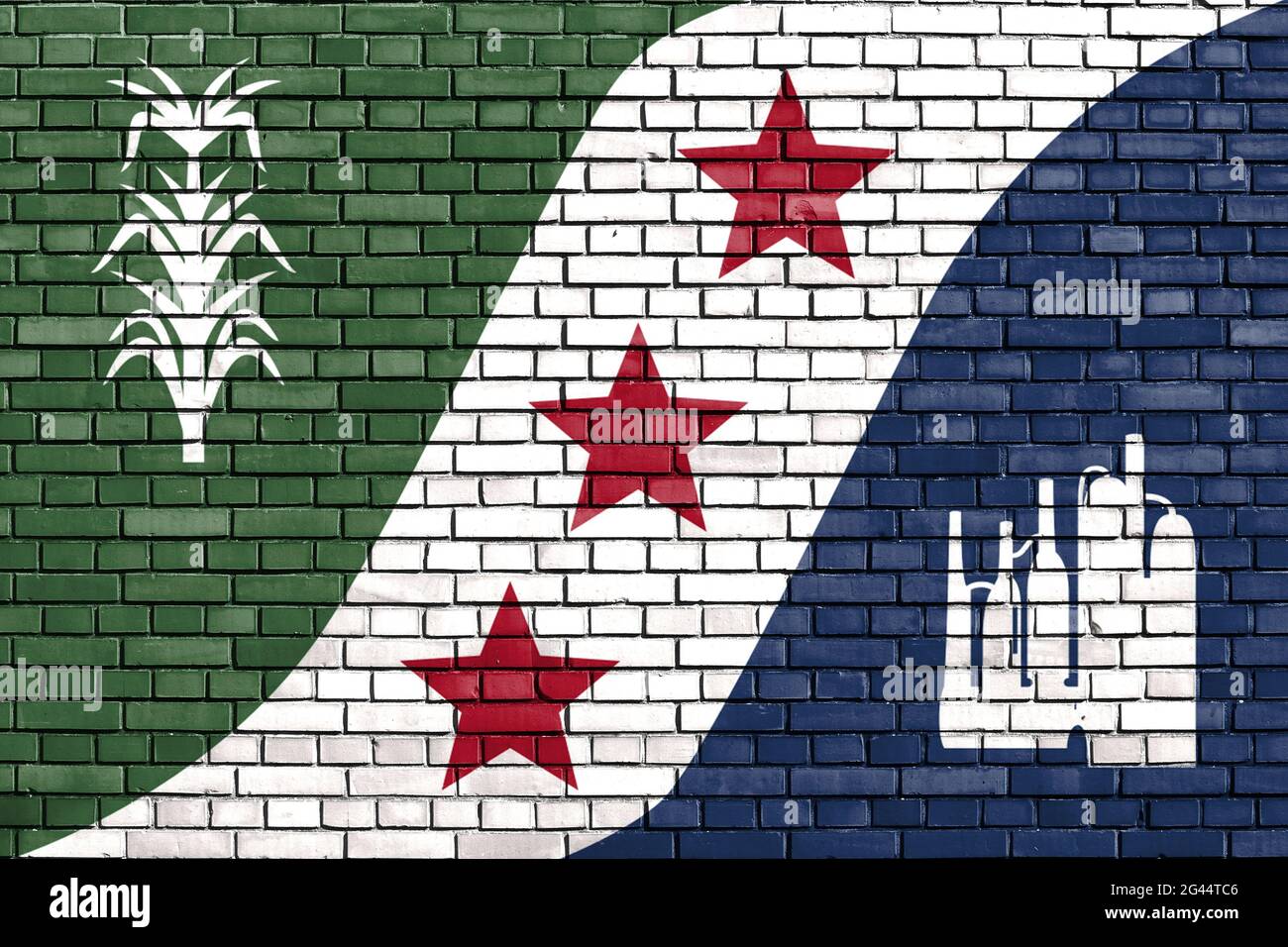 Flag of Ascension Parish, Louisiana painted on brick wall Stock Photo