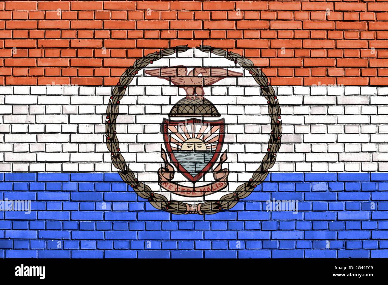 Flag of the Bronx painted on brick wall Stock Photo
