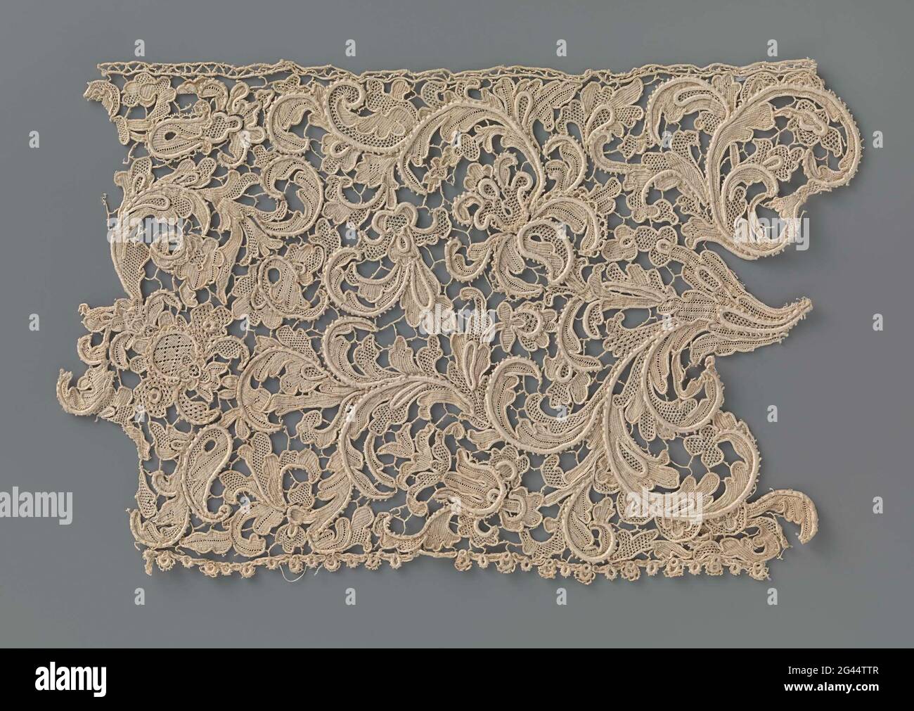 Strip needle side with asymmetrical acanthus leaves. Strip natural