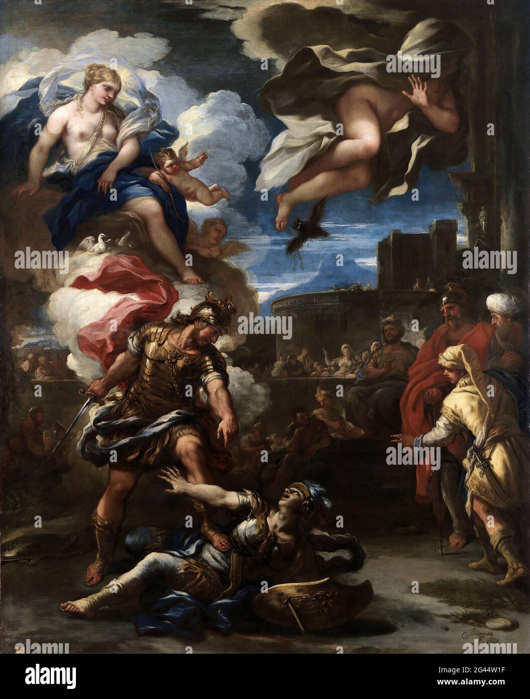 Luca Giordano Aeneas Defeating Turnus Stock Photo Alamy