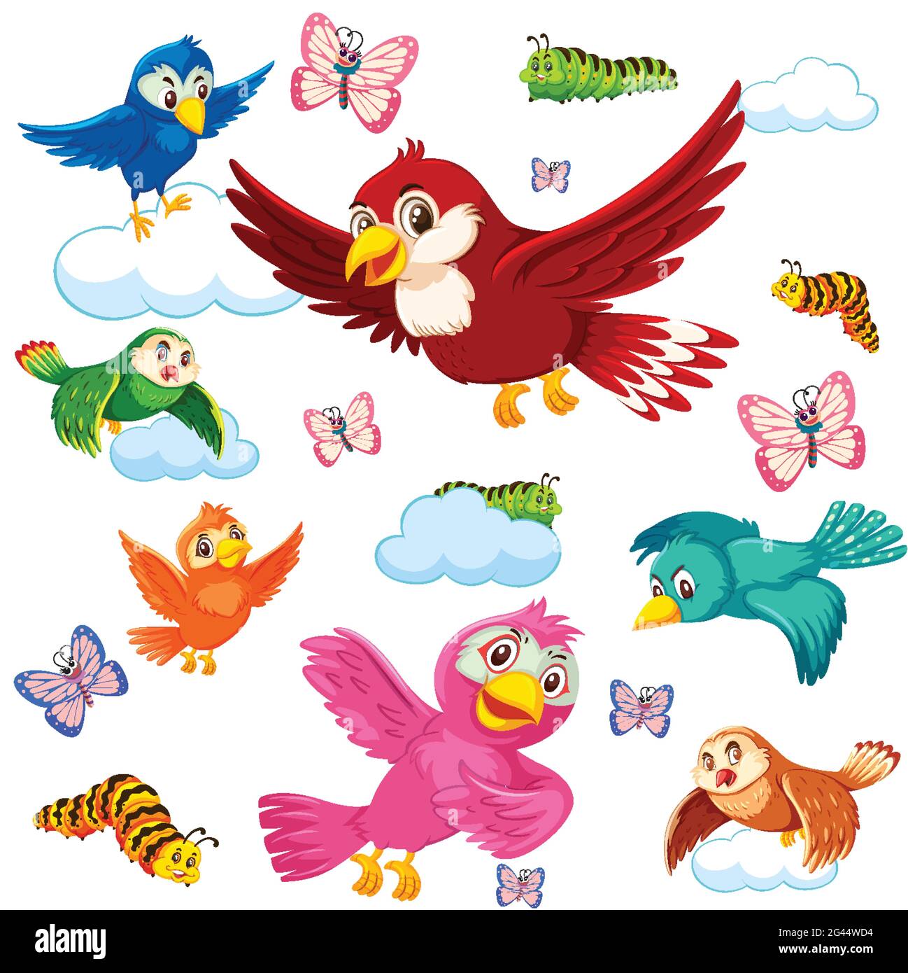 Seamless pattern with cute wild animals on white background ...