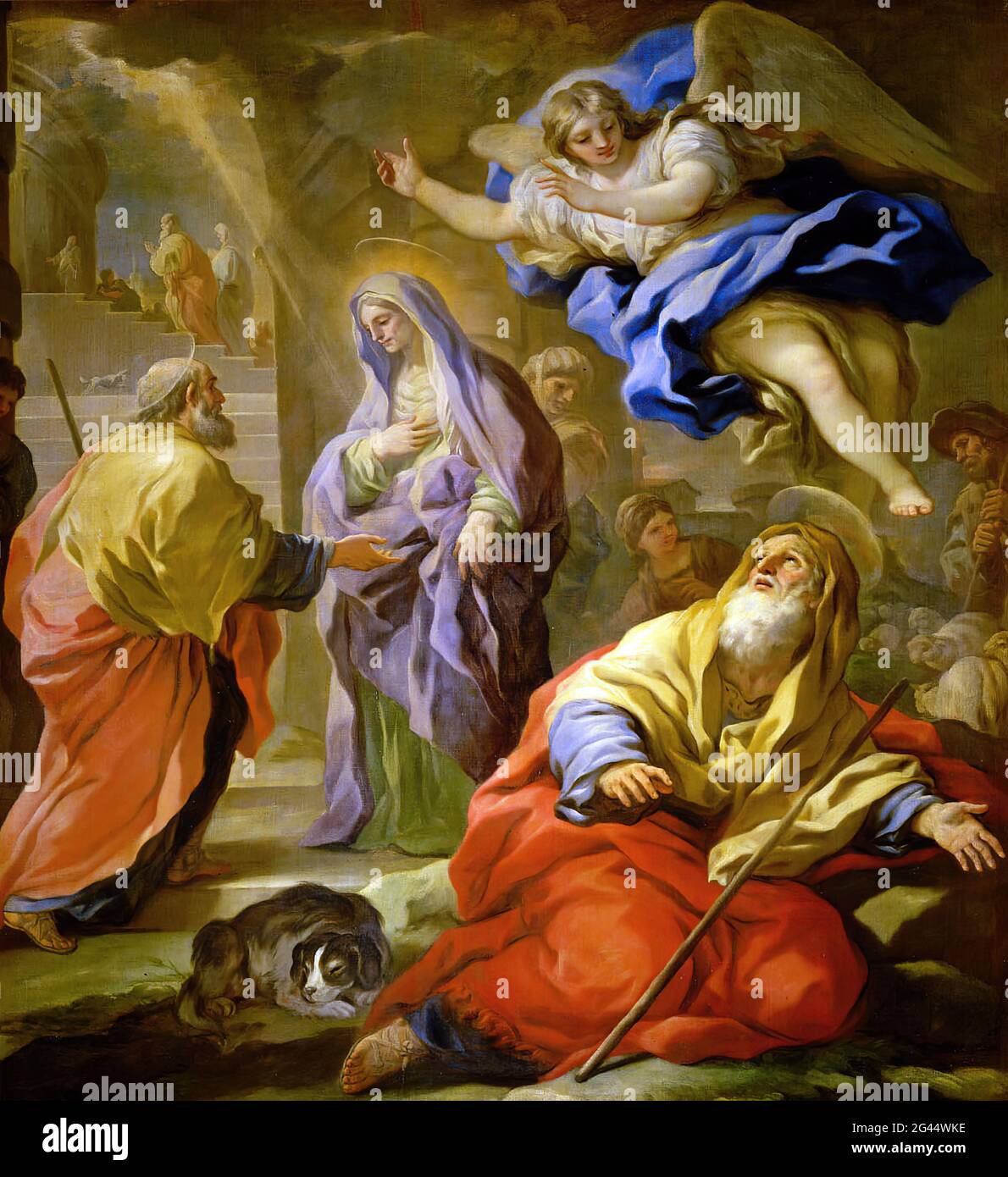 Luca Giordano -  Joachim and Anne Meeting at the Golden Gate Stock Photo