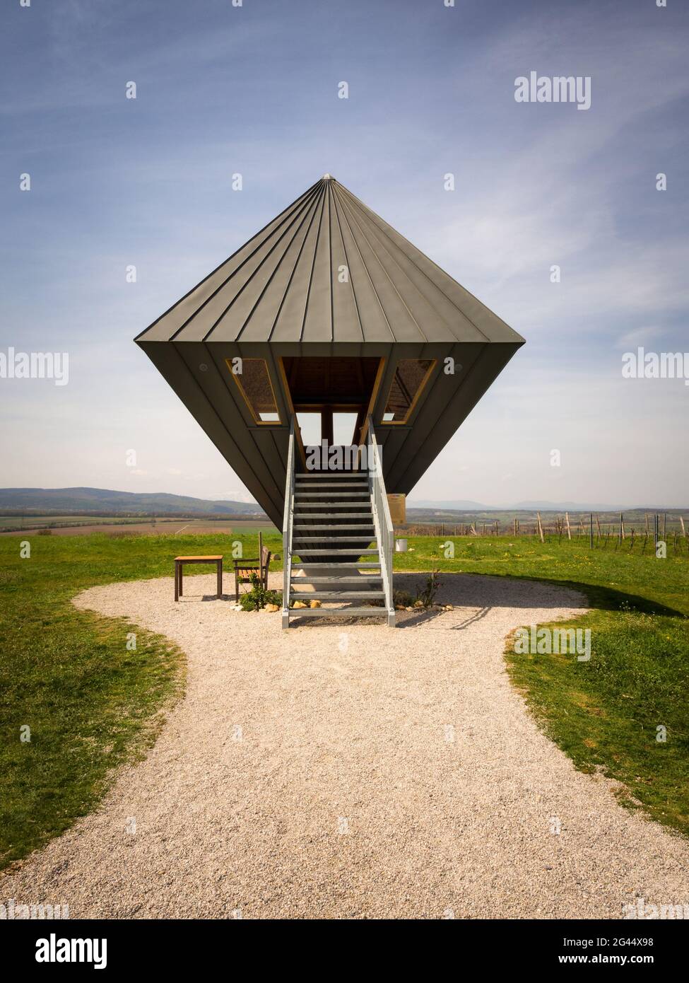 Observation tower oktaeder at sigless Burgenland Austria Stock Photo