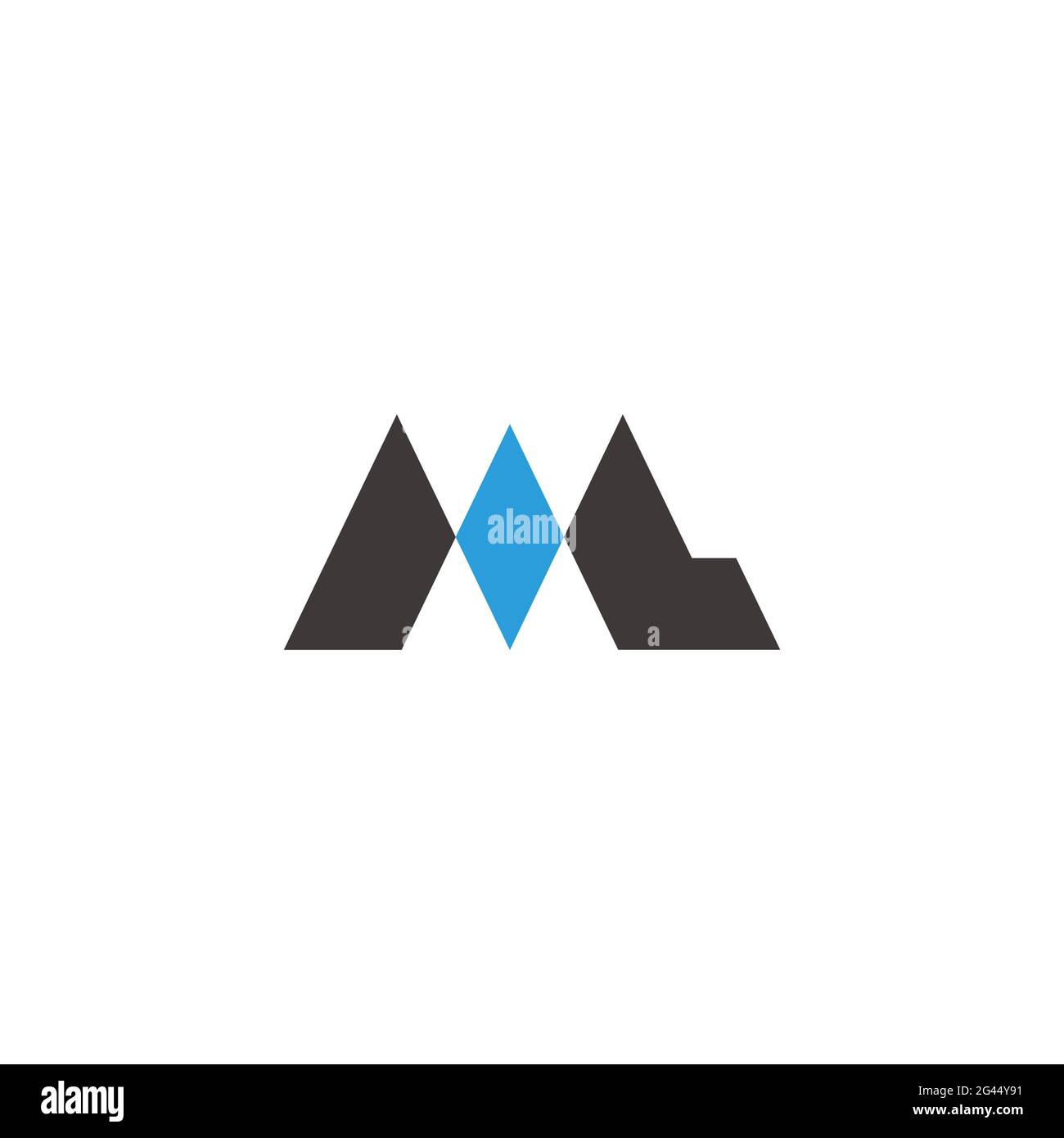 letter ml simple blue diamond shape geometric logo vector Stock Vector