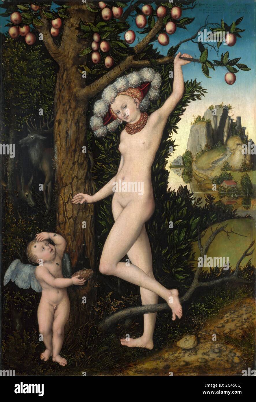 Lucas Cranach the Elder -  Cupid Complaining to Venus Stock Photo