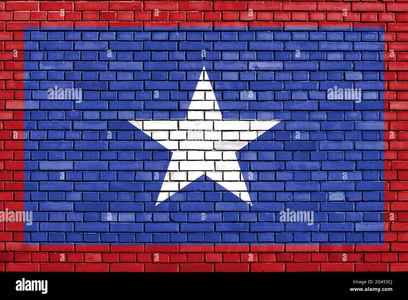 Flag of San Jose Province, Costa Rica painted on brick wall Stock Photo