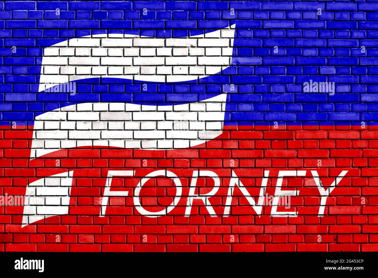 Flag of Forney, Texas painted on brick wall Stock Photo