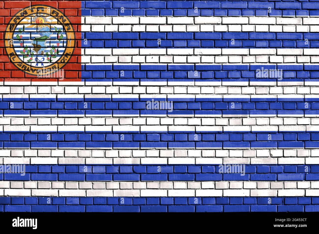 Flag of Santa Ana, El Salvador painted on brick wall Stock Photo