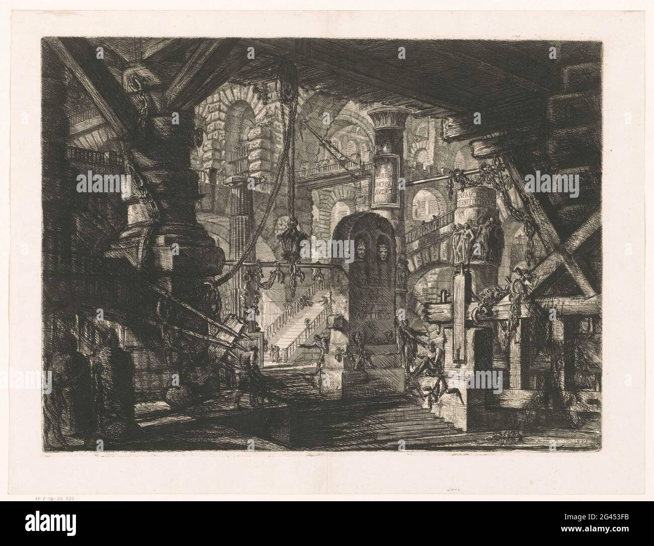 Pier with chains; Dungeons; Carceri d'Invenzione. View in a monumental