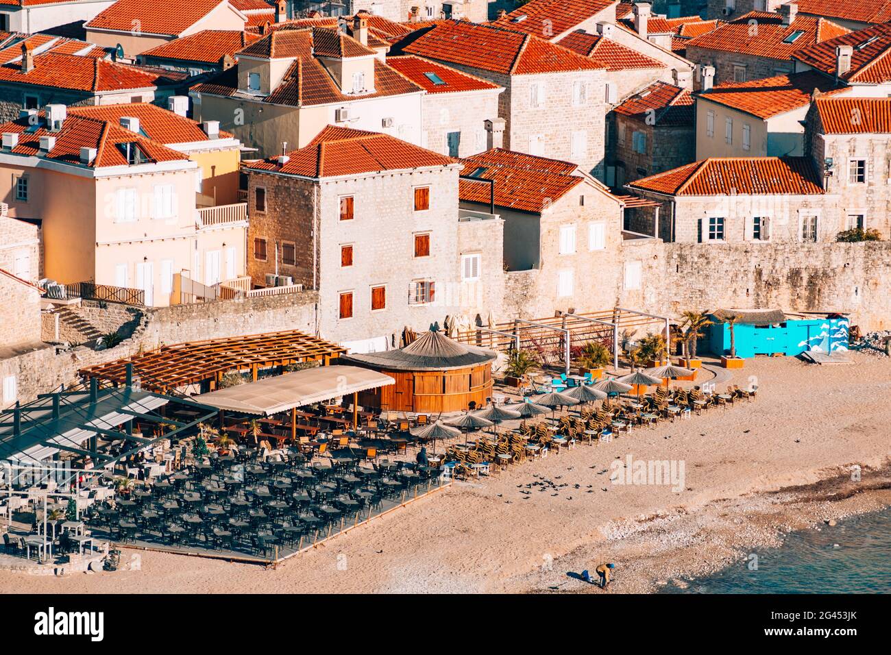 Beach in Budva, near the old town Stock Photo