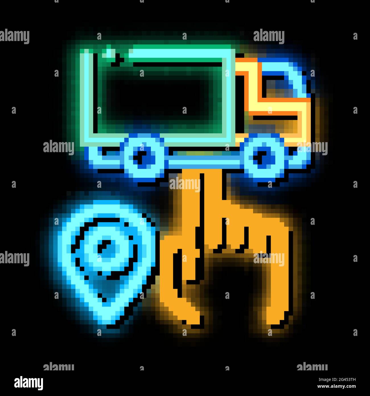 truck geolocation selection neon glow icon illustration Stock Vector ...