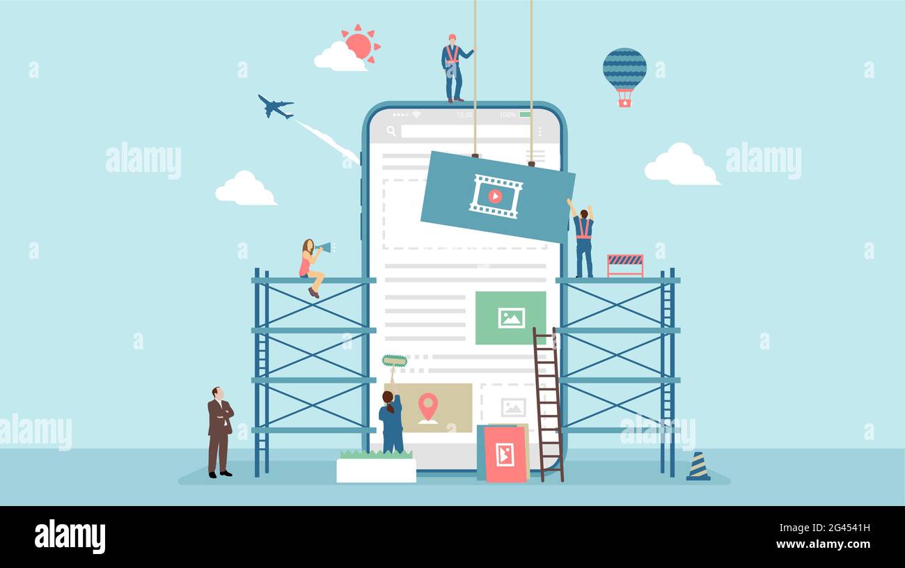 Mobile web development concept vector banner illustration Stock Vector ...