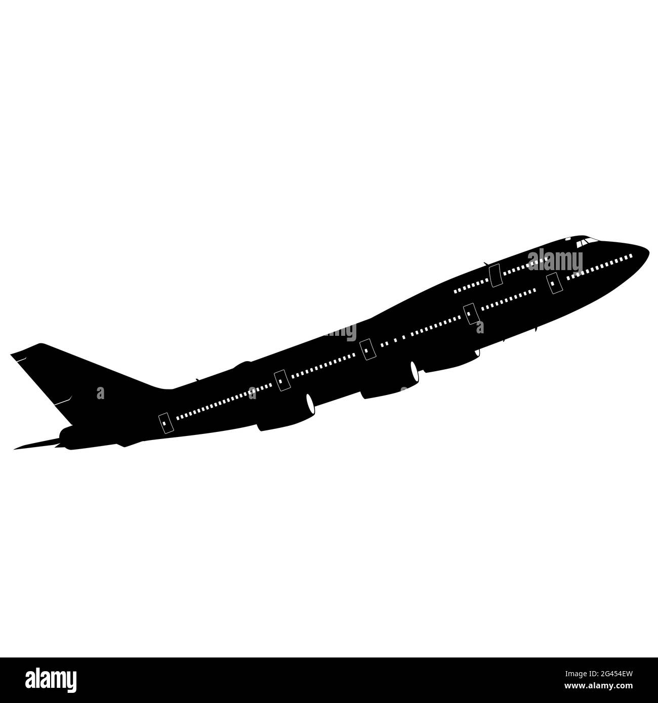 Silhouette passenger aircraft on a white background Stock Photo - Alamy