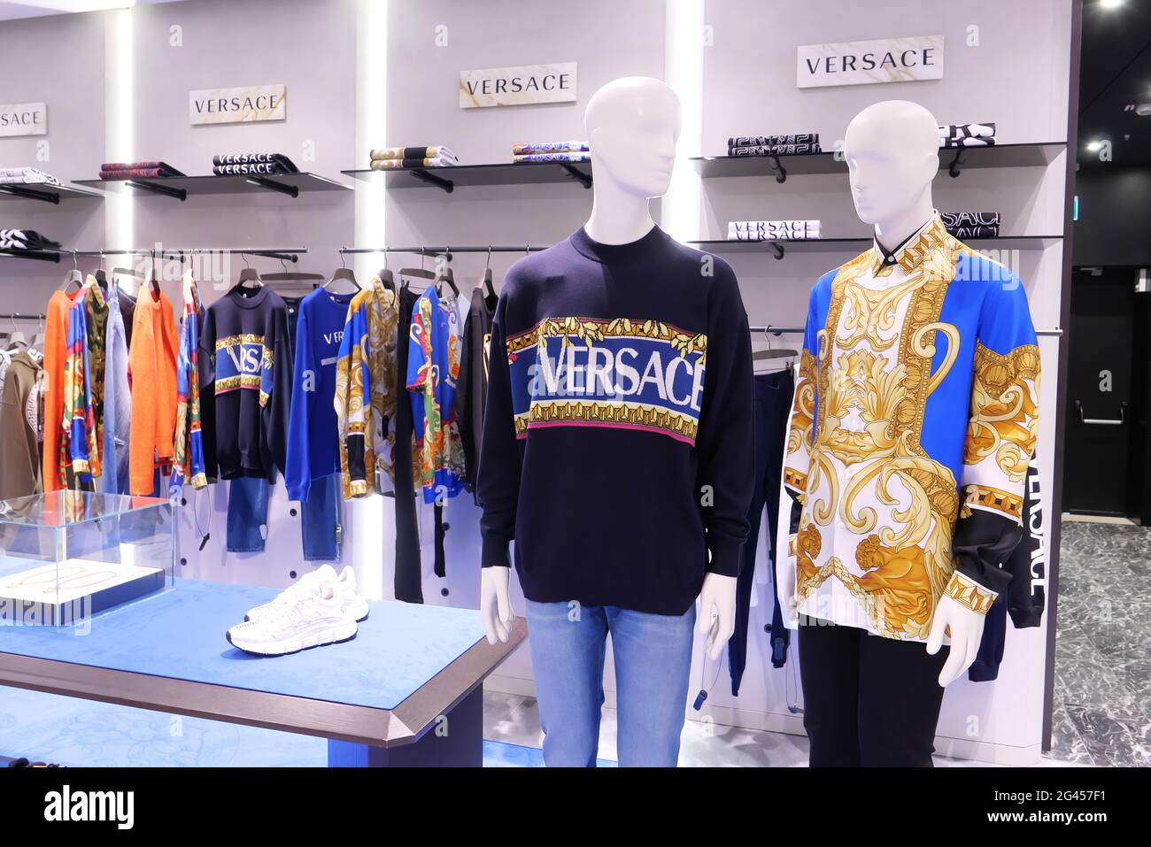 CLOTHES ON DISPLAY AT VERSACE BOUTIQUE INSIDE THE RINASCENTE