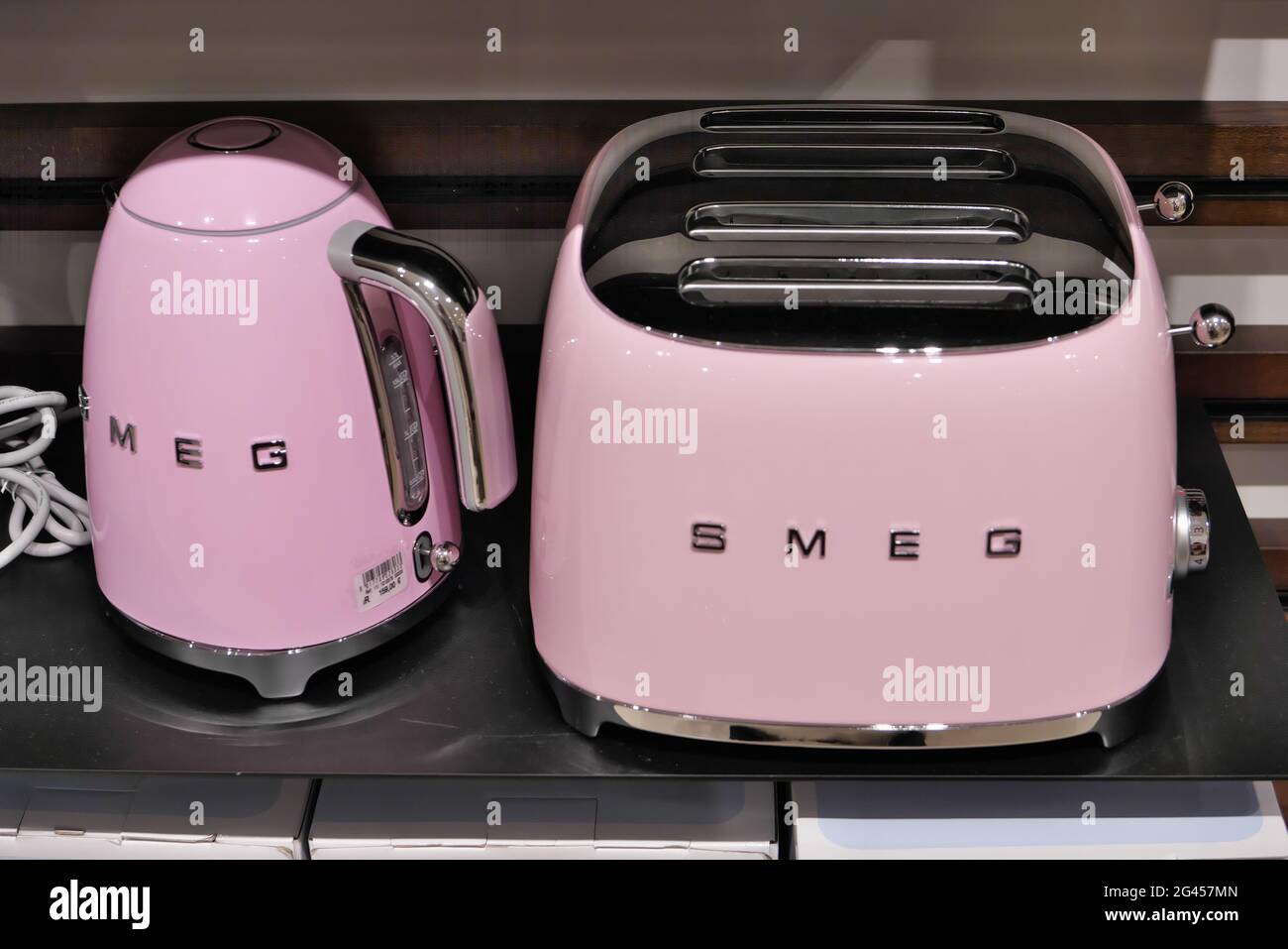 SMEG HOUSE APPLIANCES INSIDE THE RINASCENTE FASHION STORE Stock Photo