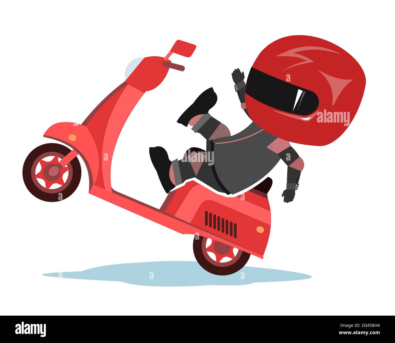 Scooter driver. Biker Cartoon. Child illustration. Accident. In a sports  uniform and a red helmet. Cool motorcyclist. Isolated on white background  Stock Vector Image & Art - Alamy