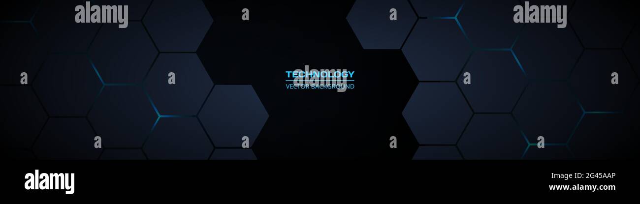 Dark gray and blue horizontal hexagonal technology abstract vector ...