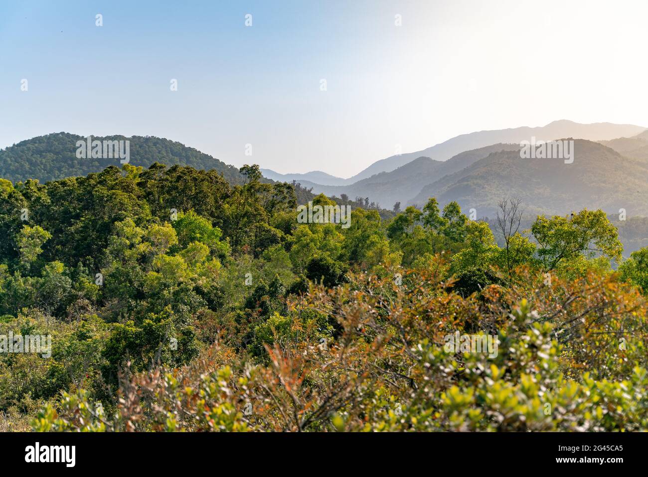 The wondefull view on the tracking path in the Sai Kung East Country Park in Hong Kong Stock Photo