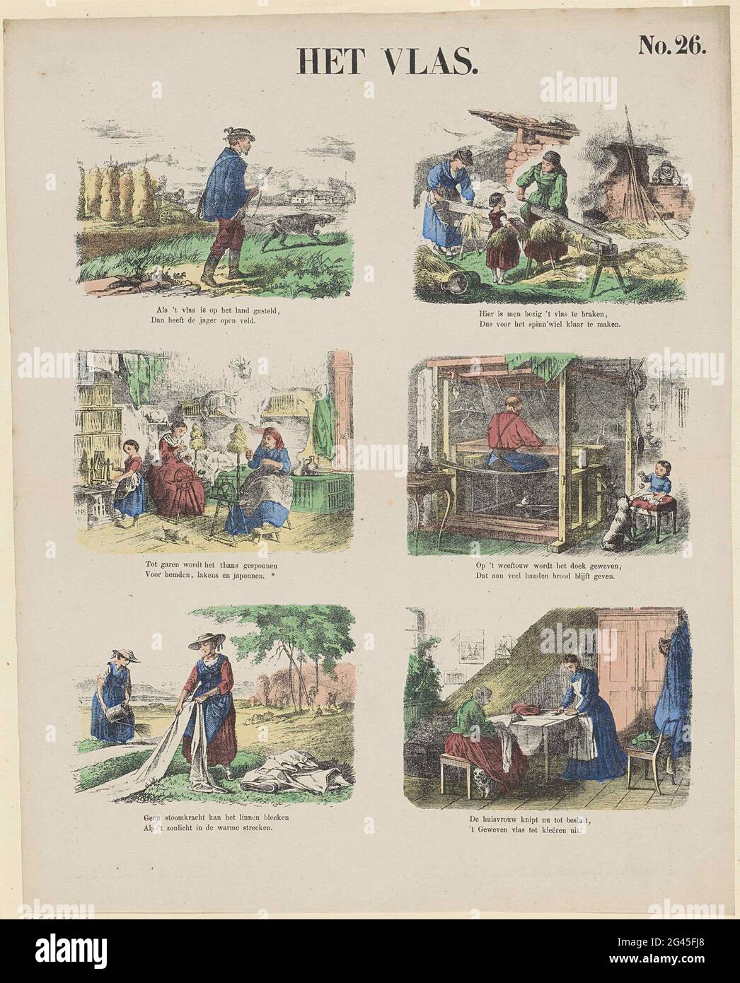The flax; Meijer's prints. Leaf with 6 performances about the renovation and processing of flax