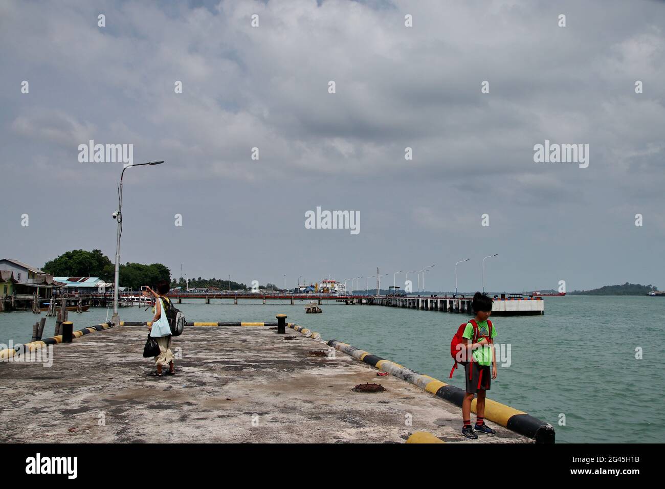 Sri Bintan Pura Port, ferry terminal bridge that carries passengers, Tanjung Pinang, Riau Island, Stock Photo