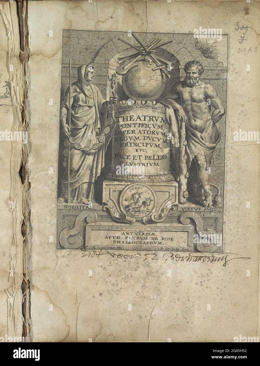 Title print with Hercules and Personification of History; Theatrum