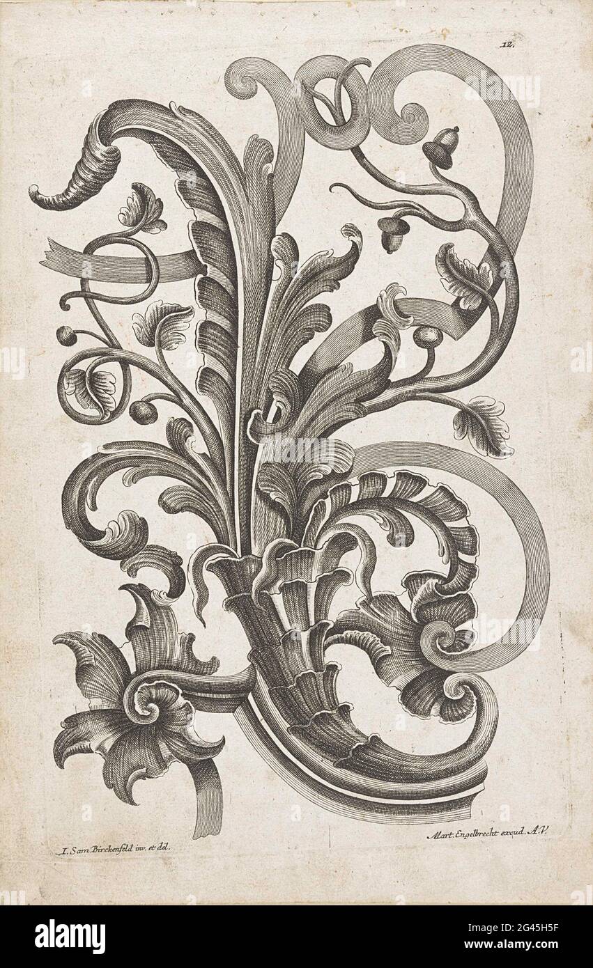 Forging with floral motifs; Designs for forging. The print belongs to a ...