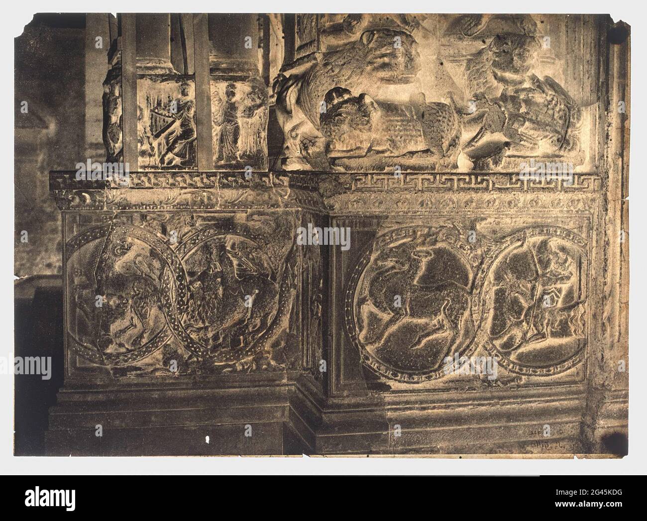 Detail of the Ornamentics of St. Gilles du Gard in Arles. . Stock Photo
