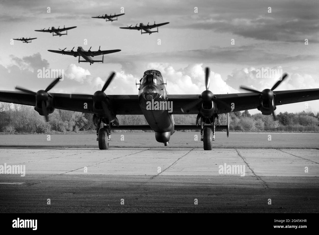 Avro Lancaster, four engine, British heavy bomber, Stock Photo