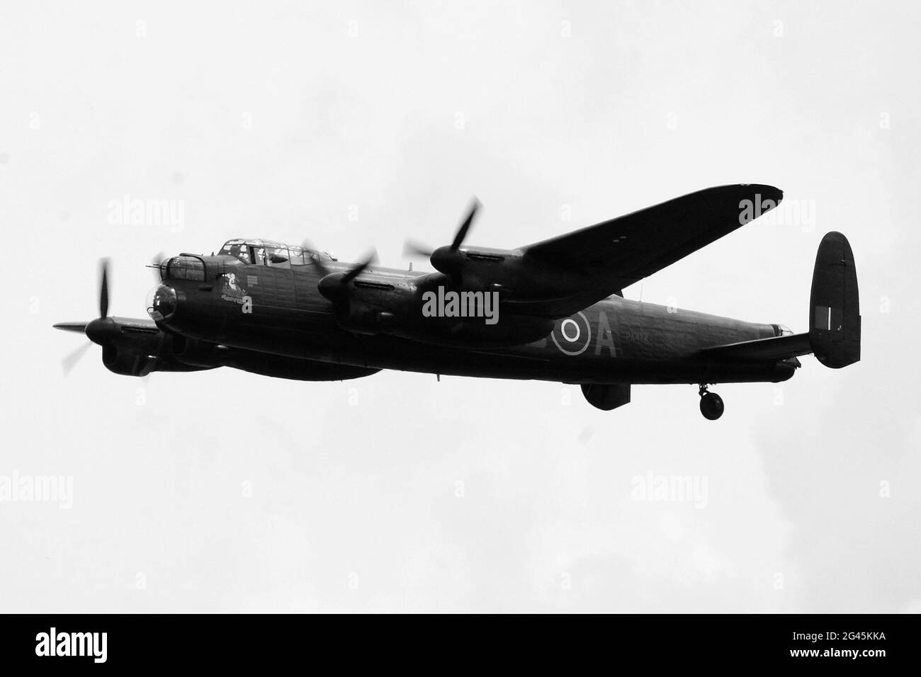 Avro Lancaster, four engine, British heavy bomber, Stock Photo