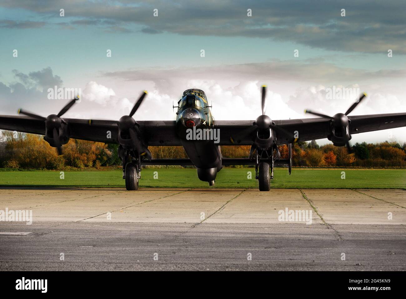 Avro Lancaster, four engine, British heavy bomber, Stock Photo