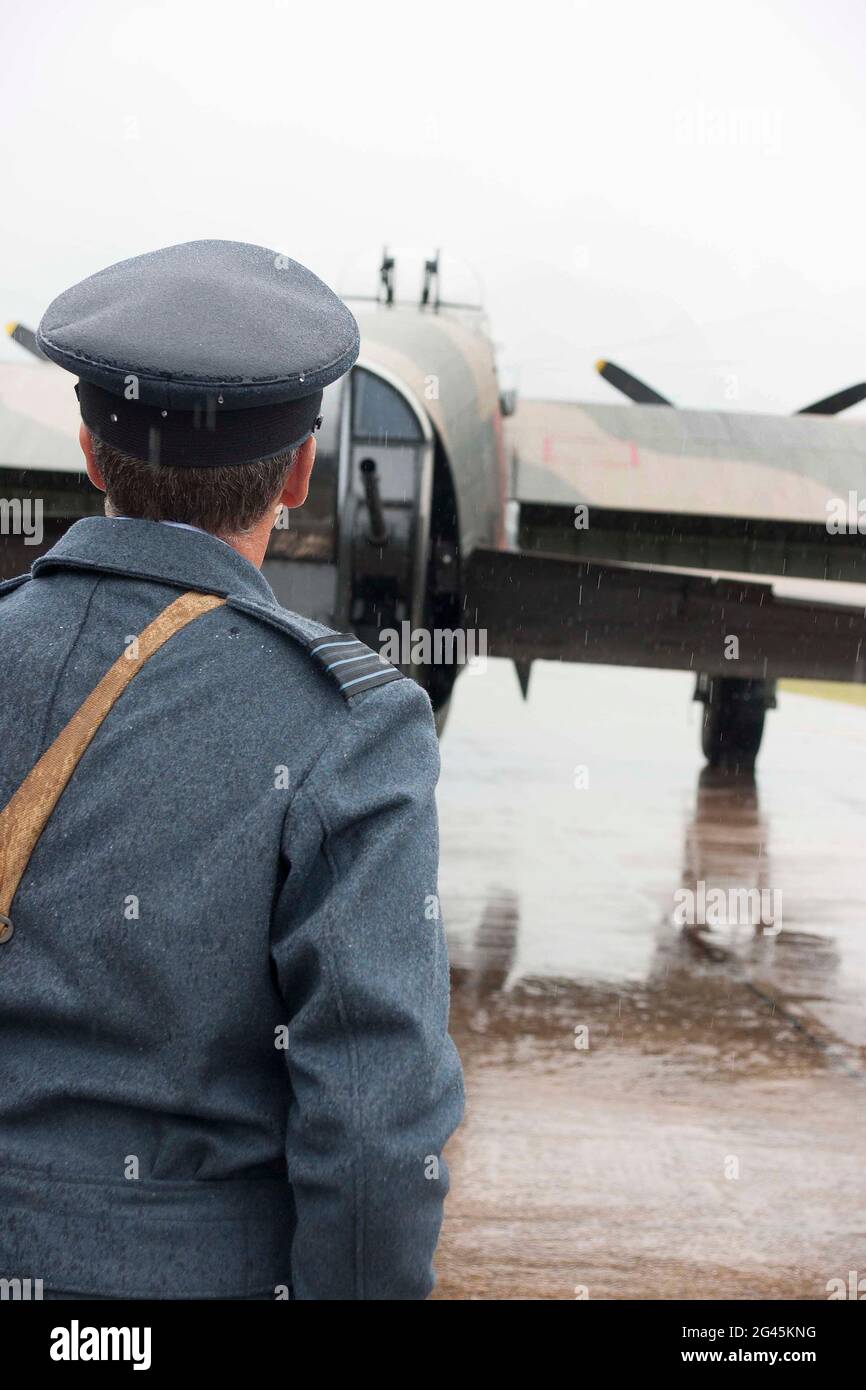 Avro Lancaster, four engine, British heavy bomber, Stock Photo