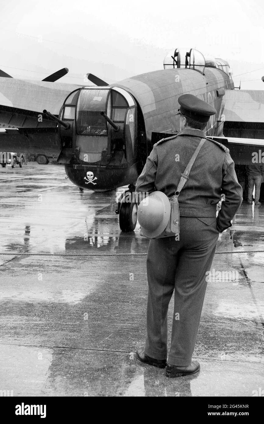 Avro Lancaster, four engine, British heavy bomber, Stock Photo