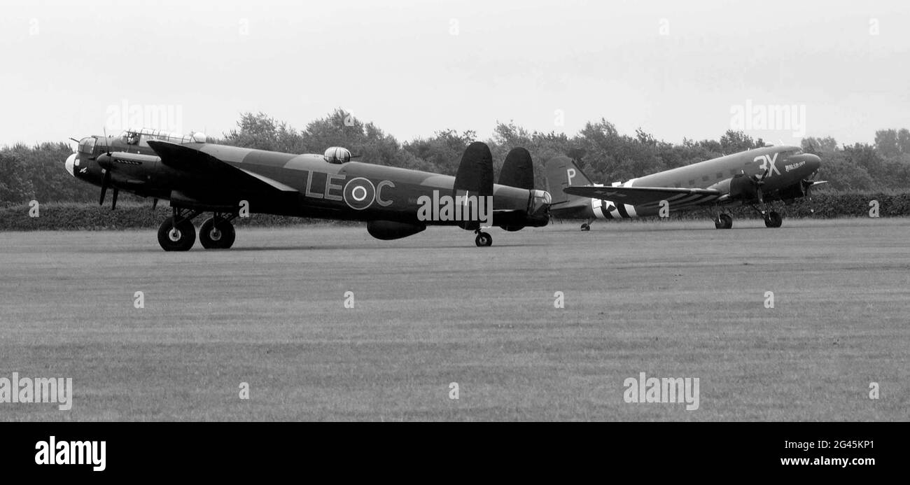 Avro Lancaster, four engine, British heavy bomber, Stock Photo