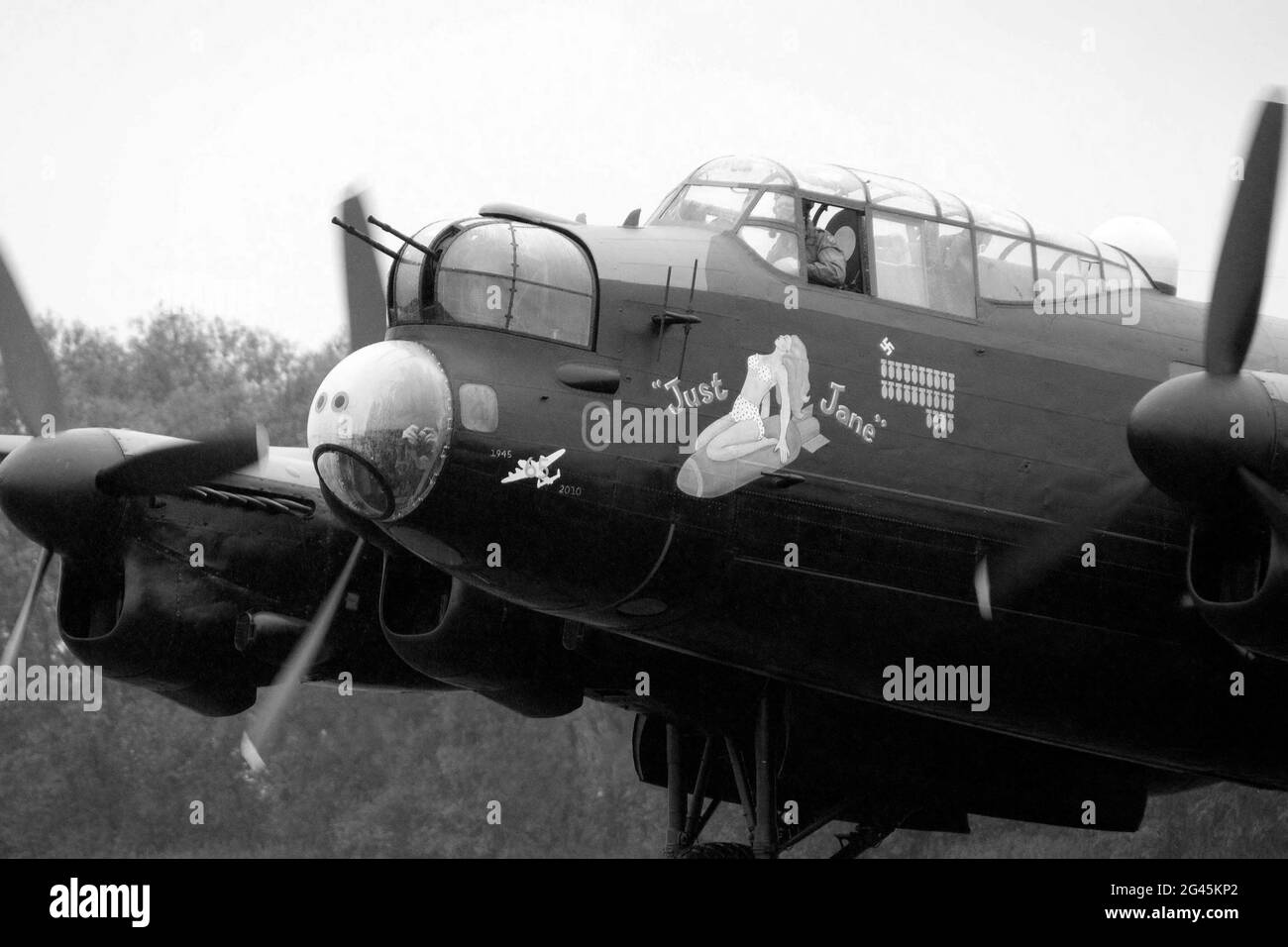 Avro Lancaster, four engine, British heavy bomber, Stock Photo