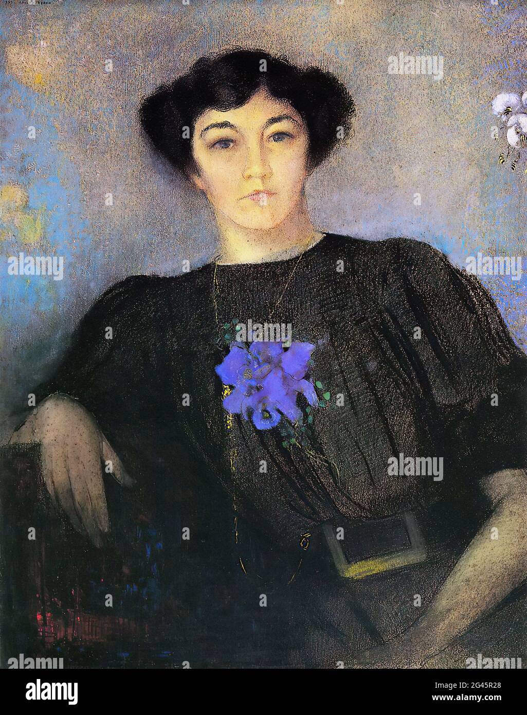Odilon Redon -  Portrait Madame Gustave Fayet 1907 Stock Photo