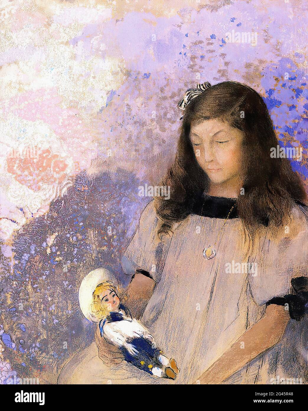Odilon Redon -  Portrait Simone Fayet 1907 Stock Photo