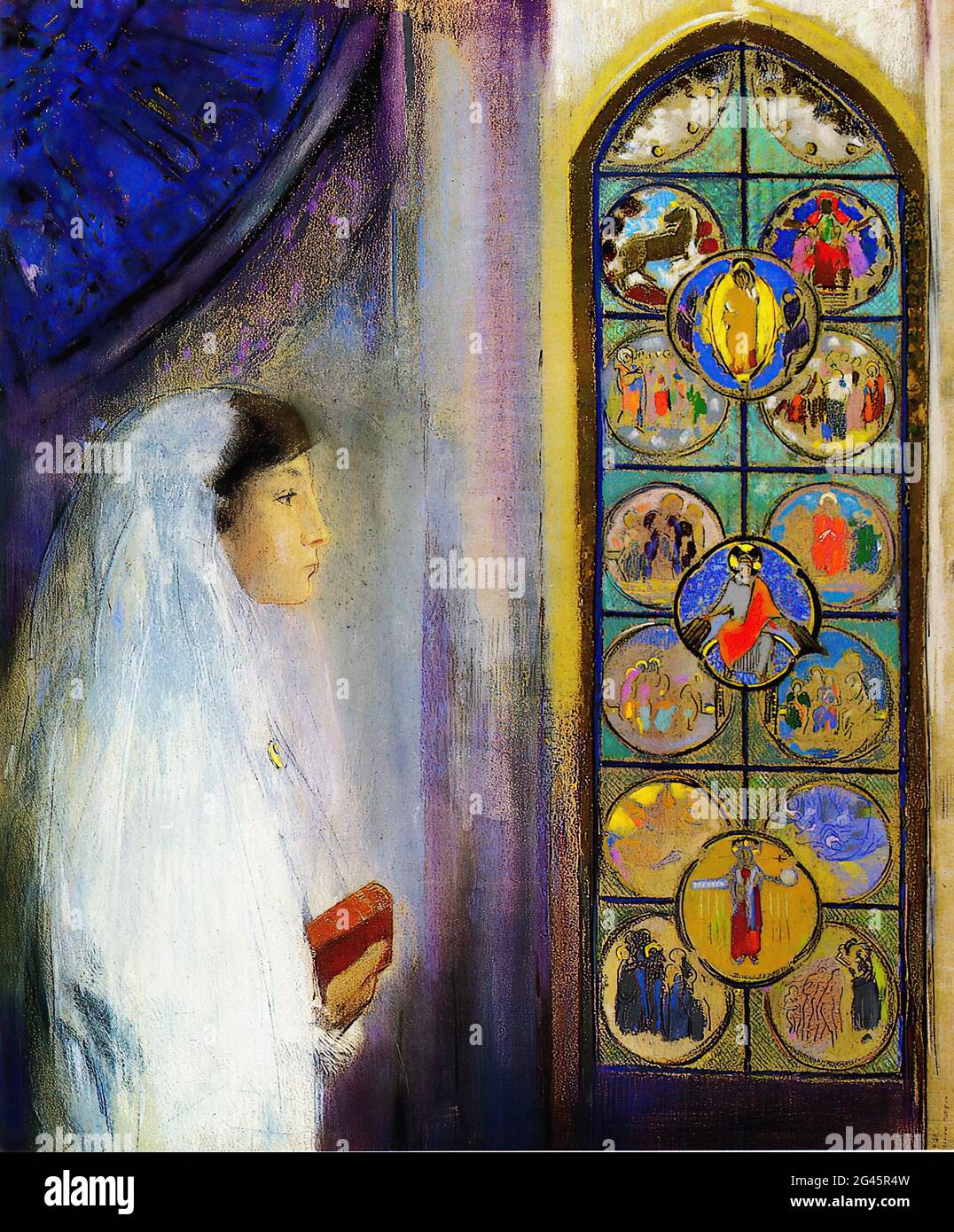 Odilon Redon -  Portrait Simone Fayet Holy Communion 1908 Stock Photo