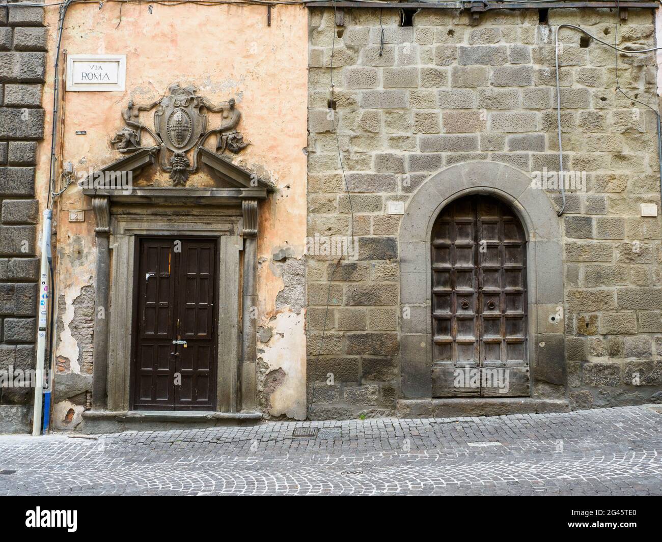 Medieval style door - Viterbo, Italy Stock Photo