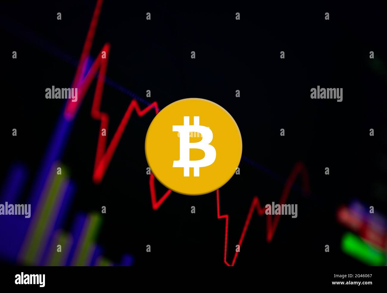 Bitcoin SV BSV Cryptocurrency. coin growth chart on the exchange, chart Stock Photo