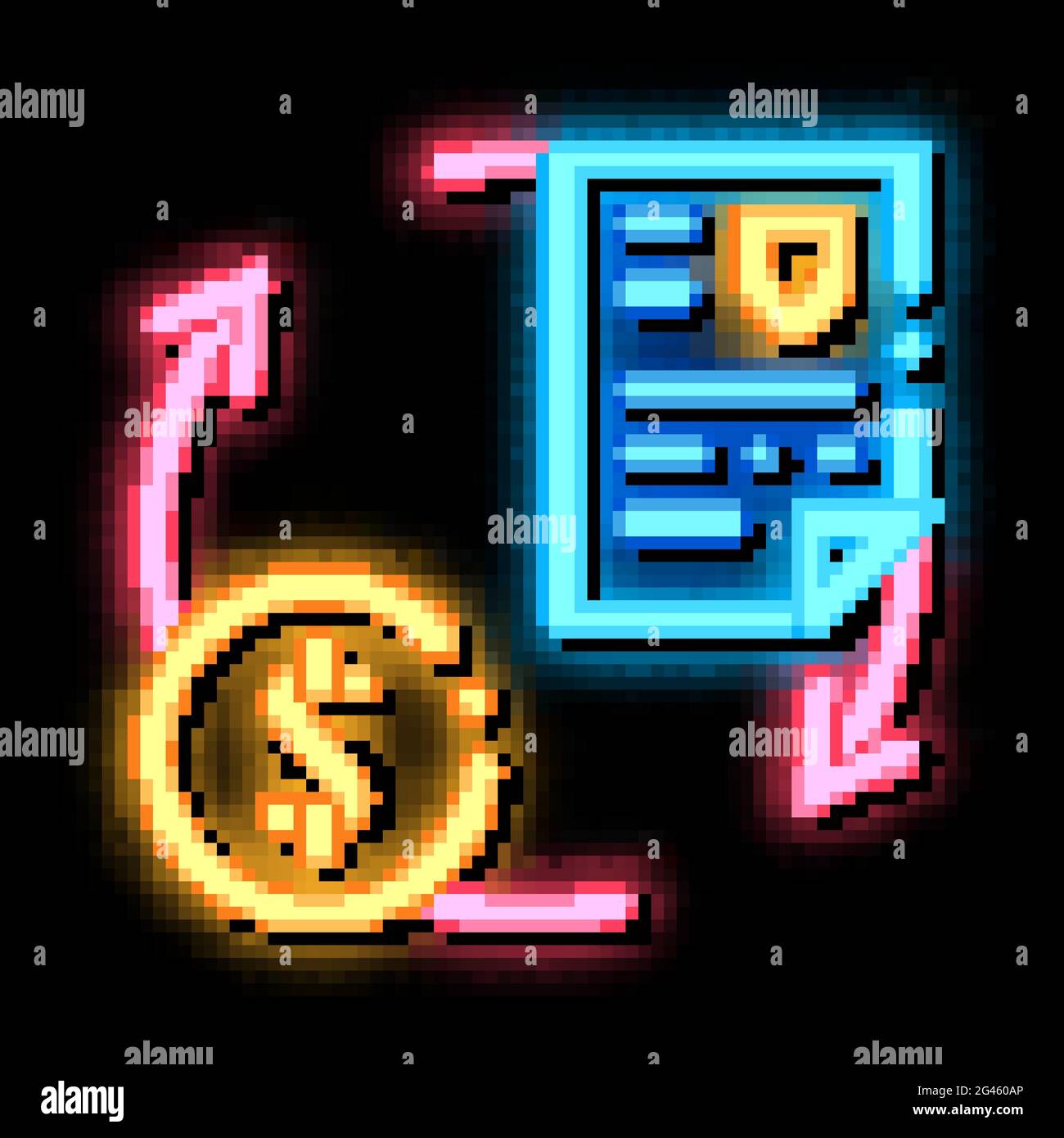 payment by money for security services neon glow icon illustration ...