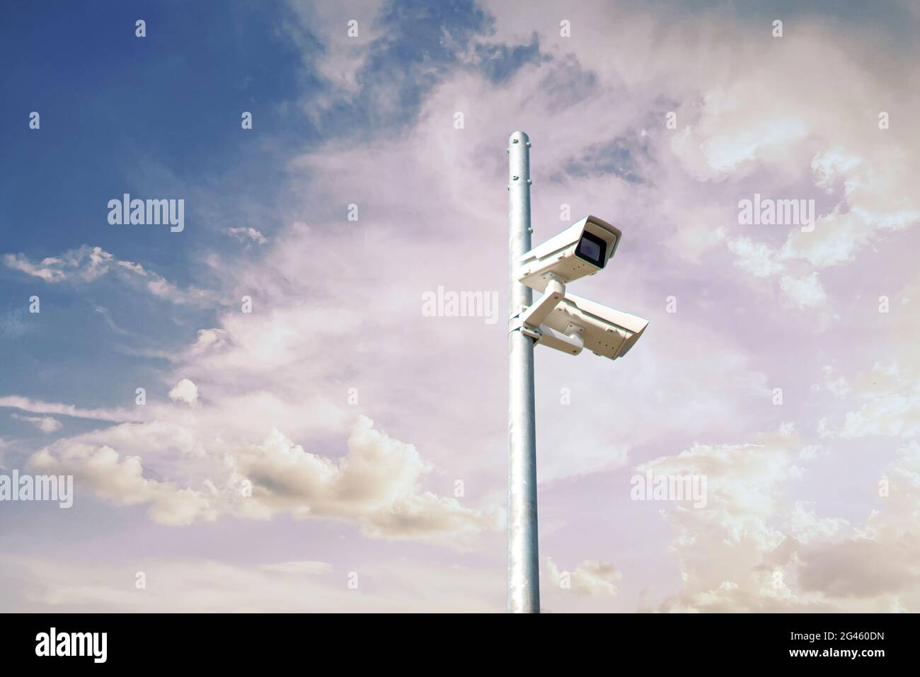 cctv camera in the city street, big brother and privacy concept Stock Photo