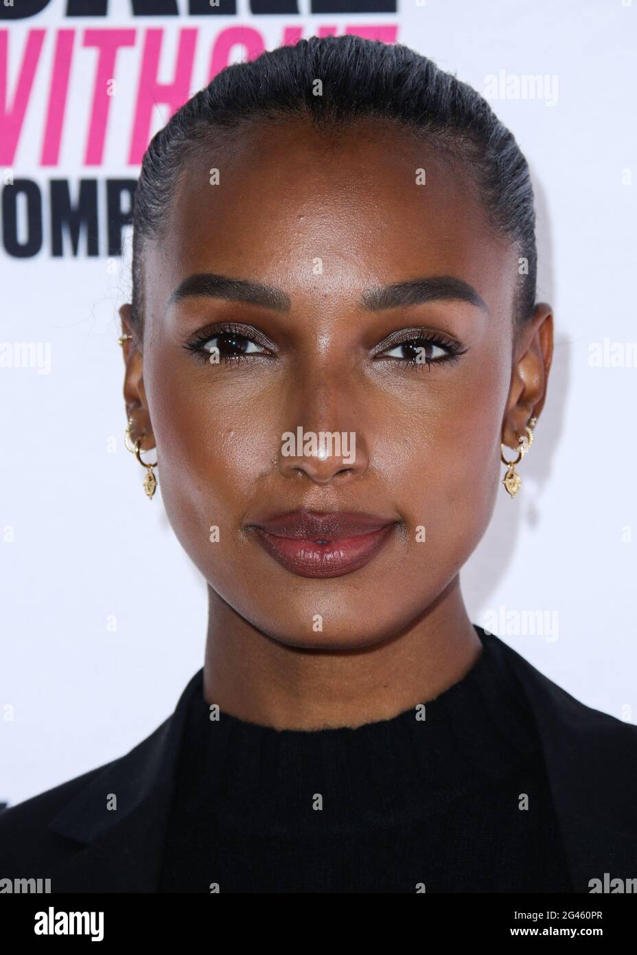 West Hollywood, United States. 18th June, 2021. WEST HOLLYWOOD, LOS ANGELES, CALIFORNIA, USA - JUNE 18: Model Jasmine Tookes arrives at the UOMA Beauty Pride Month And Juneteenth Celebration Launch Event held at Hyde Sunset Kitchen   Cocktails on June 18, 2021 in West Hollywood, Los Angeles, California, United States. (Photo by Xavier Collin/Image Press Agency/Sipa USA) Credit: Sipa USA/Alamy Live News Stock Photo