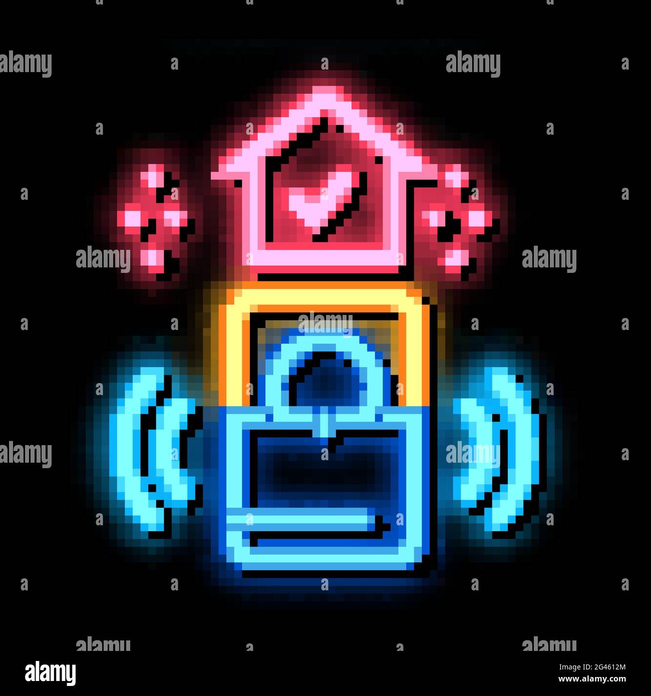 home security alarm neon glow icon illustration Stock Vector Image ...