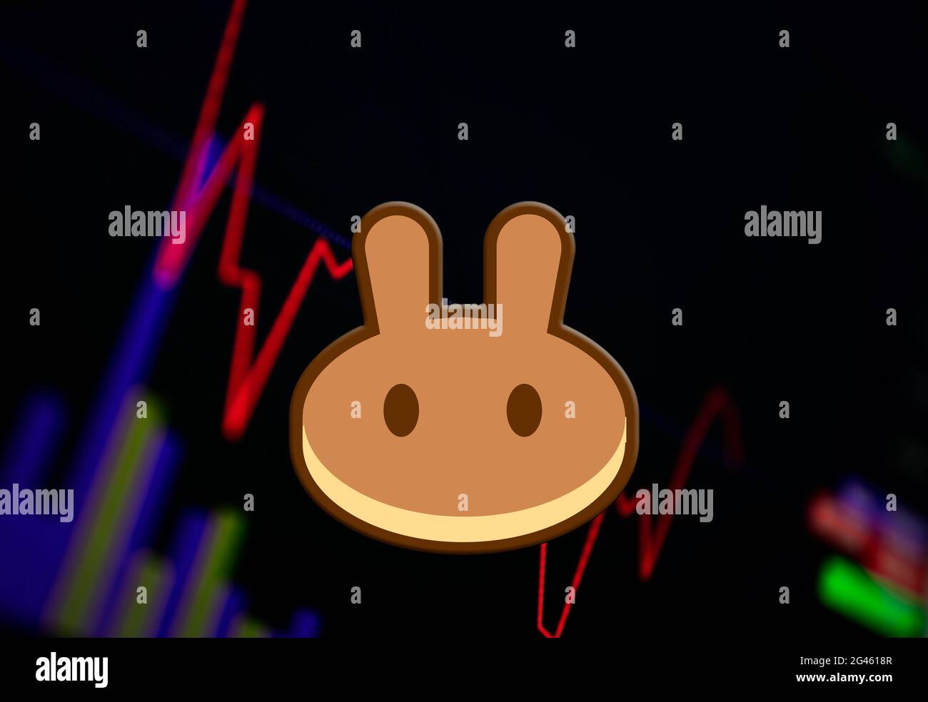 PancakeSwap CAKE Cryptocurrency. coin growth chart on the exchange, chart  Stock Photo - Alamy