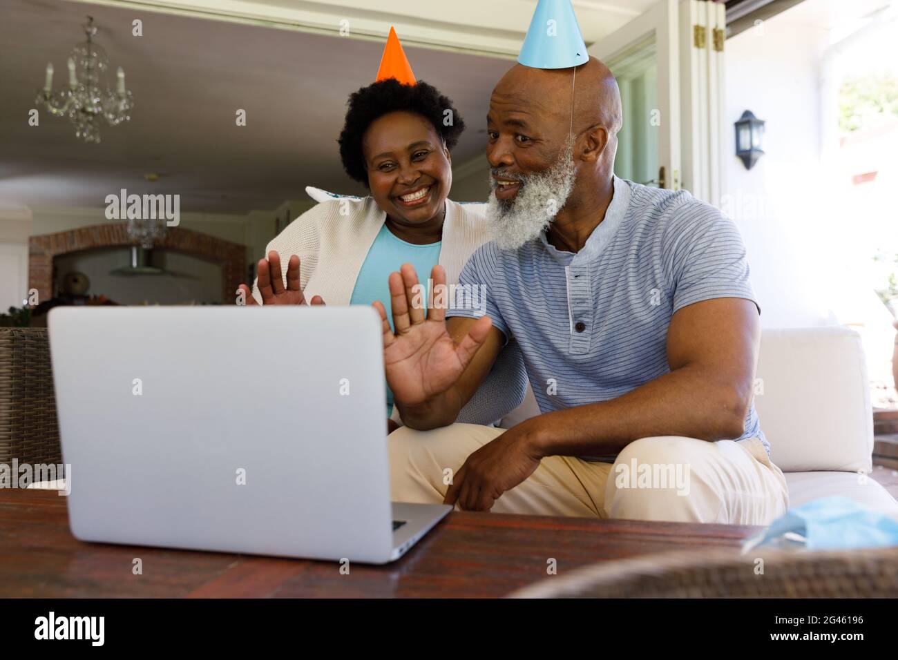 Senior african american couple spending time at home together Stock ...