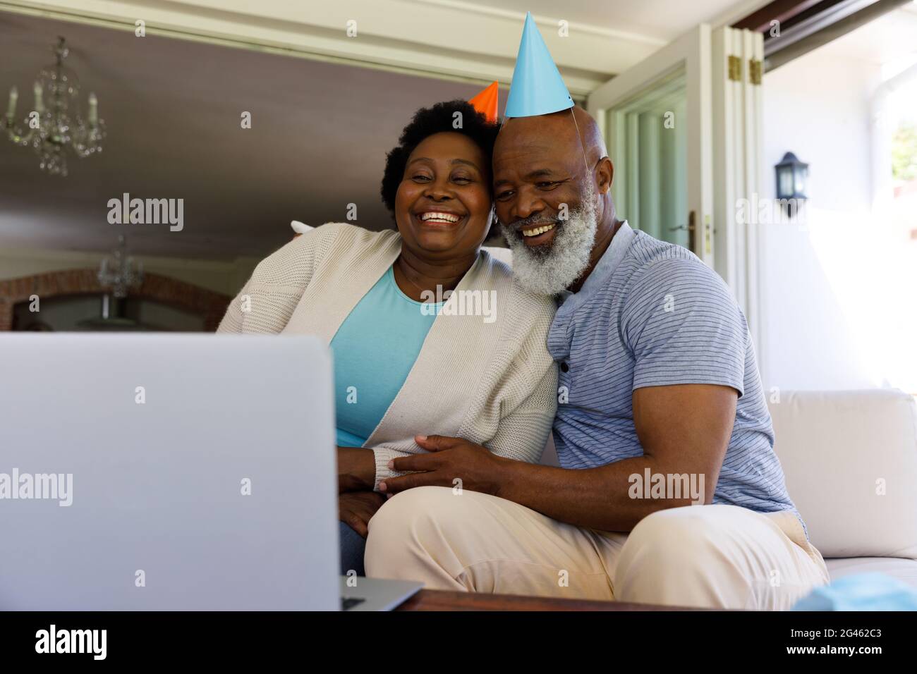 Senior african american couple spending time at home together Stock ...