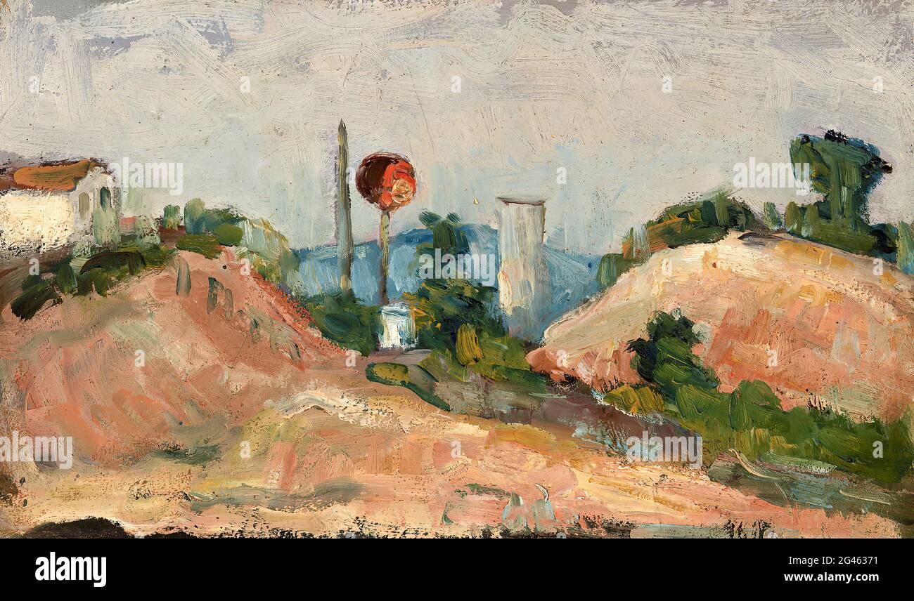 Paul CÃ©zanne -  Railroad Cut La Tranche Stock Photo